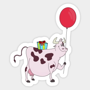 Happy Birthday Cow Sticker